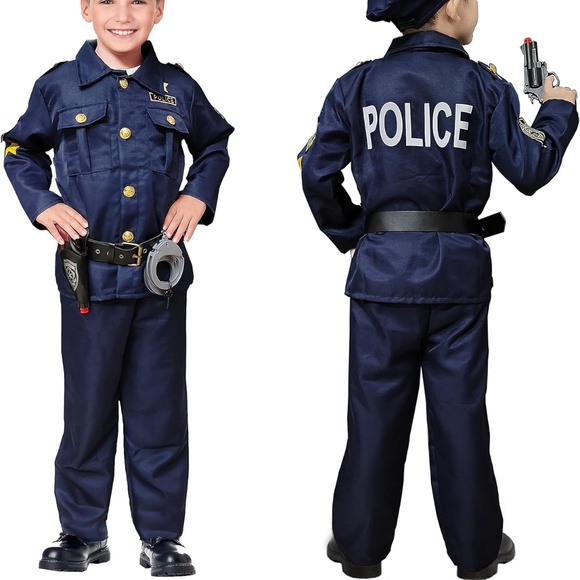 NWOT Police Officer Costume for Kids, Dress Up Set with Accessories Size Medium - Picture 1 of 16